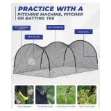 Retails for $166! Batting Cage, 22ft/30ft/35ft/55ft/70ft Baseball Softball Hitting cage Net, Portable Baseball Cage Netting System for Solo or Team Training, for Backyard Field Outdoor Indoor