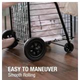 DMI Utility Cart with Wheels to be used for Shopping, Grocery, Laundry and Stair Climber Cart, Weighs 7.5 Pounds but holds up to 90 Pounds, Compact and Foldable, Black