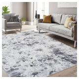 Zacoo Area Rug 4x6 Abstract Rug Grey Rug Indoor Modern Floor Cover Soft Bedroom Rug Thick Living Room Carpet Contemporary Print Throw Rug Non Slip Non Shedding Home Decor Rug Dining Room Kitchen,Gray
