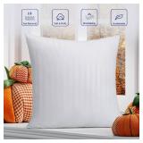 OKBA Set of 2 Throw Pillow Inserts, Hypoallergenic Soft & Firm Cushions with 100% Cotton Cover,Pillows Filler for Side Sleepers, Sofa, Bed and Home Decor (26x26 Inch (Pack of 2)-1CM Stripe)