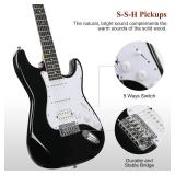 Retails for $106! SAYHA Electric Guitar, 39 Inch Solid Full-size Electric Guitar HSS Pickups Starter Kit Includes Amplifier, Bag, Digital Tuner, Strap, String, Cable, Picks Black