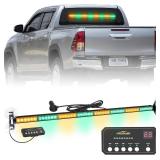XRIDONSEN 35 inch Amber Green Traffic Advisor Light Bar 48 LED Emergency Strobe Lights Safety Warning Lights Front/Rear Window w/Display Controller for Construction Vehicles plow/Tow Trucks Wreckers
