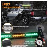 XRIDONSEN 35 inch Amber Green Traffic Advisor Light Bar 48 LED Emergency Strobe Lights Safety Warning Lights Front/Rear Window w/Display Controller for Construction Vehicles plow/Tow Trucks Wreckers