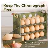 Koja Three-layer Flip-up Egg Storage Container Holder for Refrigerator, Kitchen. 30-Egg Organizer - New Space-Saving, Easy-Access Design, Easy-Clean, Durable, BPA-free. Protects Eggs from Cracking.