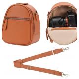 2L Small Camera Sling Bag for Women and Men, Waterproof PU Leather Crossbody Bag for Small Mirrorless Cameras, Shockproof Travel Case Not for Large DSLR  Brown