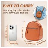 2L Small Camera Sling Bag for Women and Men, Waterproof PU Leather Crossbody Bag for Small Mirrorless Cameras, Shockproof Travel Case Not for Large DSLR  Brown