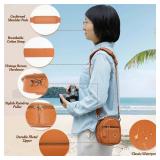2L Small Camera Sling Bag for Women and Men, Waterproof PU Leather Crossbody Bag for Small Mirrorless Cameras, Shockproof Travel Case Not for Large DSLR  Brown