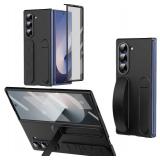 for Samsung Galaxy Z Fold 7 Protect Case with Wristband Stand,Bulit-in Screen & Lens Protection Shockproof Full Body Drop Fall Protection.(Black)