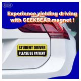 GEEKBEAR Student Driver Car Magnet - Colorful, Reflective, Weather-Resistant - Rectangular 8.7 x 3.5 in (Yellow/Black)