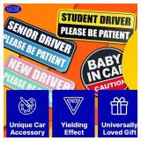 GEEKBEAR Student Driver Car Magnet - Colorful, Reflective, Weather-Resistant - Rectangular 8.7 x 3.5 in (Yellow/Black)