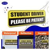 GEEKBEAR Student Driver Car Magnet - Colorful, Reflective, Weather-Resistant - Rectangular 8.7 x 3.5 in (Yellow/Black)