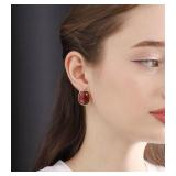 M.DUN- Round Edges Rectangle Shape Studs Earring. Abalone Amber Turquoise Resin Stone Design, 18k Real Gold Plated Bezel, Hypoallergenic Gorgeous Gift for Women