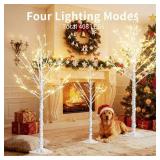 Retails for $140! Outdoor Christmas Decorations Lighted Birch Tree Set of 3, LED Warm White 4, 6 and 8 Feet, for Indoor Christmas Decor, Party, Garden, Yard, Wedding, Holiday