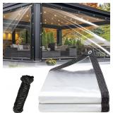 Clear Tarp Heavy Duty Waterproof 8x10ft, 14mil Clear Plastic Sheeting with Grommets for Patio Covers, Porch Screens, Greenhouses, Chicken Coop,Vinyl Patio Enclosures Winter