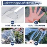 Clear Tarp Heavy Duty Waterproof 8x10ft, 14mil Clear Plastic Sheeting with Grommets for Patio Covers, Porch Screens, Greenhouses, Chicken Coop,Vinyl Patio Enclosures Winter
