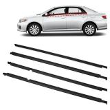 TOP-MAX WeatherStrip Window Molding Trim Seal Belt Replacement for Toyota Corolla 2009 2010 2011 2012 2013, 4pcs Black Window Weather Stripping Replaces#75710-02210, 7571002260, 7571012780