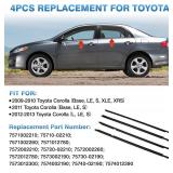 TOP-MAX WeatherStrip Window Molding Trim Seal Belt Replacement for Toyota Corolla 2009 2010 2011 2012 2013, 4pcs Black Window Weather Stripping Replaces#75710-02210, 7571002260, 7571012780
