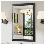 24x36 Inch Black Bathroom Mirror for Wall, Thick Metal Framed Rectangle Mirrors for Over Sink, Bedroom, Living Room, Entryway, Anti-Rust, HD Tempered Glass
