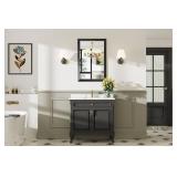 24x36 Inch Black Bathroom Mirror for Wall, Thick Metal Framed Rectangle Mirrors for Over Sink, Bedroom, Living Room, Entryway, Anti-Rust, HD Tempered Glass