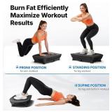 MERACH Vibration Plate Exercise Machine, Curved Vibration Plate for Lymphatic Drainage Weight Loss, Vibrating Plate with Real-Time Calorie Tracking on LED Display, Workout Equipment for Home Women Men