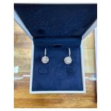 Sterling Silver Round Dainty Halo Leverback Earrings Made with AAA Cubic Zirconia