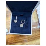 Sterling Silver Round Dainty Halo Leverback Earrings Made with AAA Cubic Zirconia