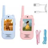 Video Walkie Talkies for Kids, 2.0 Inch Screen Long Range Handheld Intercom with Voice Effects, for Family Camping Hiking