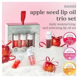 NOONI Korean Lip Oil Stain Set - Appleseed Lip Oil Trio | 2025 Holiday Ribbon Limited Edition, Korean Lip Stain Long Lasting, Stocking Stuffers, Teen Girl Gifts Stuff, lip plumper 0.12 Fl. Oz. x 3ea
