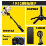 4-in-1 Magnetic Selfie Stick Tripod   360  Rotation, Bluetooth Remote, Compact Travel Vlog Phone Holder for iPhone and Android