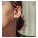 Disco Ball Earrings 925 Stering Silver Post 18K Gold Plated CZ Micro Pave Dainty Round Gold Stud Huggie earrings for Women