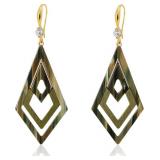 Ozel - Natural Wooden Acrylic Boho Drop Dangle Earrings for Women - Geometric Statement Jewellery - Brown, Black, Magent Red, Olive Green, White beige