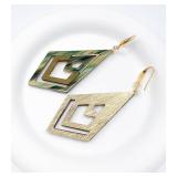 Ozel - Natural Wooden Acrylic Boho Drop Dangle Earrings for Women - Geometric Statement Jewellery - Brown, Black, Magent Red, Olive Green, White beige