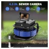 Retails for $285! ZELCAN Sewer Camera, Drain Camera 165FT with 4.3 in. LCD Screen, Waterproof IP68 Borescope Plumbing Camera with 12 LED Lights with 5300mAh Battery DVR Recorder