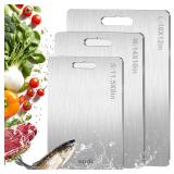 Titanium Cutting Board Set of 3,100% Pure Titanium Cutting Boards for Kitchen, Double Sided Food-Grade Chopping Board for Cutting Meat Vegetable Fruit, Dishwasher Safe