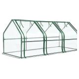 Greengro Mini Greenhouse, 95" x 36" x 36" Portable Greenhouses for Outdoors with Roll-up Zipper Door, Ground Stakes & 20 T-Shaped Plant Tags, Waterproof UV-Resistant Green House for Indoor Outside