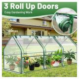 Greengro Mini Greenhouse, 95" x 36" x 36" Portable Greenhouses for Outdoors with Roll-up Zipper Door, Ground Stakes & 20 T-Shaped Plant Tags, Waterproof UV-Resistant Green House for Indoor Outside