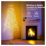 7FT Lighted Christmas Tree 1440LED Twinkle Lights Warm White Christmas Tree with Lights Twinkling or Steady Function with Timer for Selected Waterproof Indoor Outdoor Party Christmas Decorations