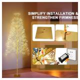 7FT Lighted Christmas Tree 1440LED Twinkle Lights Warm White Christmas Tree with Lights Twinkling or Steady Function with Timer for Selected Waterproof Indoor Outdoor Party Christmas Decorations