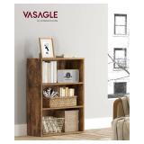 VASAGLE CUSTOS Collection - Bookshelf, 3-Tier Bookcase, Book Shelf, Open Storage Shelf, 9.4 x 23.6 x 32 Inches, for Living Room, Home Office, Dinning Room, Rustic Brown ULBC163X01