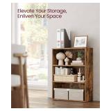 VASAGLE CUSTOS Collection - Bookshelf, 3-Tier Bookcase, Book Shelf, Open Storage Shelf, 9.4 x 23.6 x 32 Inches, for Living Room, Home Office, Dinning Room, Rustic Brown ULBC163X01