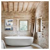 BJVJKSU Navy Blue Bathroom Decor Wall Art Rustic Blue Bathroom Canvas Wall Decor Please Seat Yourself Sign Print Painting Vintage Aesthetic Picture Artwork Decor(16x24in)