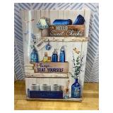 BJVJKSU Navy Blue Bathroom Decor Wall Art Rustic Blue Bathroom Canvas Wall Decor Please Seat Yourself Sign Print Painting Vintage Aesthetic Picture Artwork Decor(16x24in)