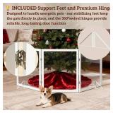 Retails for $140! Extra Wide Clear Dog Gate 31" Tall Clear Acrylic Freestanding Dog gate Transparent Pet Gate for Doorways Stairs 3 Panel(55"-70" W)