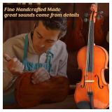 16 Inch MA250 Acoustic Viola, Varnish Solid Wood Viola with Case, Bow, Rosin, Musical Instrument Viola Set for Adults, Beginners Students