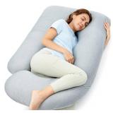 Momcozy Pregnancy Pillows with Cooling Cover, U-Shaped Full Body Maternity Pillow for Side Sleepers 57 Inch - Support for Back, Hip, Belly, Legs for Pregnant Women