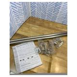 Heavy Duty Curtain Rods for Windows 66 to 120 Inch, 1 Inch Silver Curtain Rods for Outdoor, Farmhouse, Bedroom, Kitchen, Living Room, Adjustable Easy Install Drapery Rod (A2,Silver,30"-120")