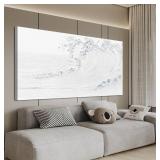 Canvas Wall Art Decor Large Wall Art Pictures for Living Room Wave Artwork for Walls White Blue Wave Wall Art Prints Landscape Coastal Wall Art Decor Art Work for Home Office Room Wall Decor 24"x48"