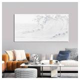 Canvas Wall Art Decor Large Wall Art Pictures for Living Room Wave Artwork for Walls White Blue Wave Wall Art Prints Landscape Coastal Wall Art Decor Art Work for Home Office Room Wall Decor 24"x48"