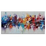 Retails for $106! zoinart Colorful Music Symbol Oil Painting on Canvas, Abstract Art Thick Paint Texture Painting, Creative Pattern Wall Art, Modern Minimalist Living Room Deco