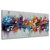 Retails for $106! zoinart Colorful Music Symbol Oil Painting on Canvas, Abstract Art Thick Paint Texture Painting, Creative Pattern Wall Art, Modern Minimalist Living Room Deco